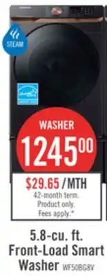The Brick Samsung 5.8 Cu. Ft. Front-Load Steam Washer - Black Stainless Steel - Stackable - WF50BG8300AVUS offer