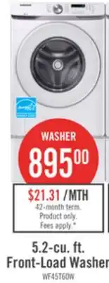 The Brick Samsung 5.2 Cu. Ft. Front-Load Washer - White - Stackable - WF45T6000AW/A5 offer