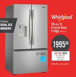 The Brick Whirlpool 36 30 Cu. Ft. French-Door Refrigerator with Dual Ice Makers - Stainless Steel - WRFF3736SZ offer