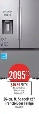 The Brick Samsung Bespoke AI 35.75 26 Cu. Ft 3-Door French Door Refrigerator – Silver - RF27CG5B30SRAA offer