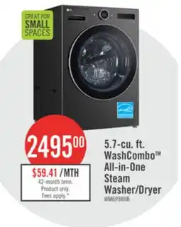 The Brick LG 5.7 Cu. Ft. Smart Front-Load High-Efficiency Steam All-in-One Laundry - Black Steel - WM6998HBA offer
