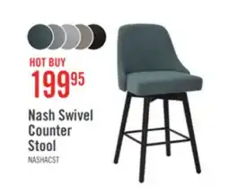 The Brick Nash Counter-Height Stool with Swivel Seat & Polyester Fabric, 26.5H, Wood & Metal - Blue offer