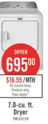 The Brick Maytag 7.0 Cu. Ft. Electric Dryer - White - YMED4205SW offer