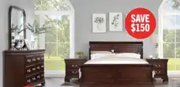 The Brick Marco 5pc Bedroom Set with Bed, Dresser & Mirror, Cherry Brown - Queen Size offer