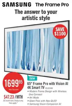 The Brick SAMSUNG 65 LS03HW The Frame Pro with Vision AI 4K Smart TV (QN65LS03HWFXZC) - 2026 Model offer