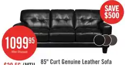 The Brick Curt 85 Genuine Leather Sofa with Button Tufting - Black offer