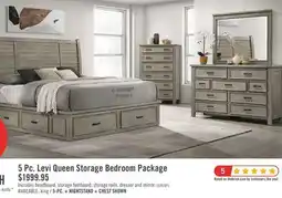 The Brick Levi 5pc Bedroom Set with Storage Bed, Dresser & Mirror, Wooden, Drift Grey - Queen Size offer