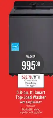 The Brick LG 5.8 Cu. Ft. Smart Top-Load Washer with EasyUnload and AI Sensing - Platinum Black - WT8200CL offer