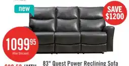 The Brick Quest 82.5 Leather-Look Fabric Power Reclining Sofa - Grey offer