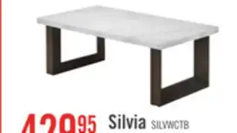 The Brick Silvia 48 Modern Coffee Table - White and Grey Marble Look with Brown Wood Legs offer