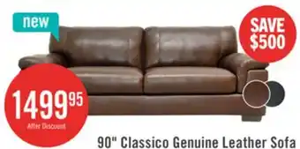 The Brick Classico 90 Genuine Leather Sofa with Wood Legs – Tobacco offer
