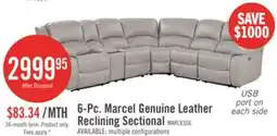 The Brick Marcel 6-Piece Genuine Leather Power Reclining Sectional with Storage Console and USB Port - Grey offer