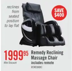 The Brick Remedy 48.4 Faux Leather Reclining Massage Chair - Black offer