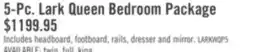 The Brick Lark 5pc Bedroom Set with Panel Bed, Dresser & Mirror, Rustic White - Queen Size offer
