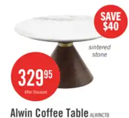 The Brick Alwin 31.5 Modern Round Coffee Table with White Sintered Stone Top - Brown offer