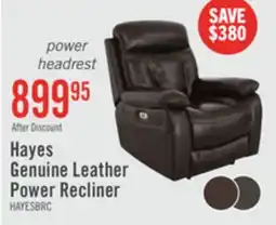 The Brick Hayes 38 Genuine Leather Power Reclining Chairs with Adjustable Headrest - Brown offer