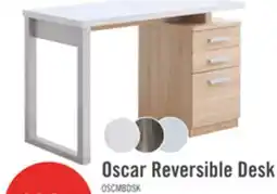 The Brick Oscar 47 Reversible Office Desk with Storage – Faux White Marble and Weathered White offer