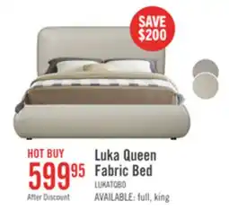 The Brick Luka Upholstered Platform Bed in Taupe Vegan-Leather Fabric, Modern - Queen Size offer