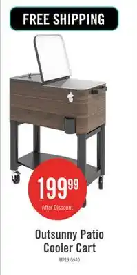 The Brick Outsunny Patio Cooler Cart, 60qt Outdoor Cooler with Locking Wheels, Brown offer
