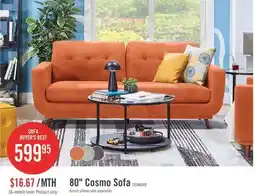 The Brick Cosmo 80 Fabric Sofa with Tufted Back Cushions - Orange offer