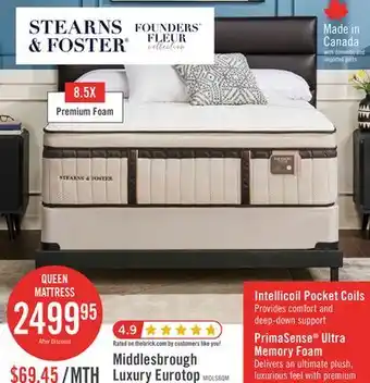 The Brick Stearns & Foster Middlesbrough Luxury Eurotop Queen Mattress offer