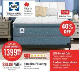 The Brick Sealy Posturepedic Luxury Crown Jewel Resort Paradiso Euro Pillowtop King Mattress offer