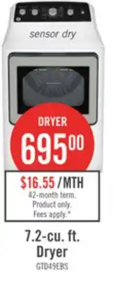 The Brick GE 7.2 Cu. Ft. Electric Dryer with SaniFresh Cycle – White - GTD49EBMRWS offer
