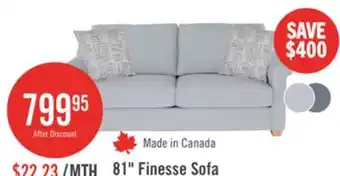 The Brick Finesse 81 Contemporary Chenille Fabric Sofa - Heather Grey offer