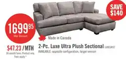 The Brick Made in Canada Luxe 2-Piece Right-Facing Fabric Sectional with Removable Cushions - Zaftig Dove Grey offer