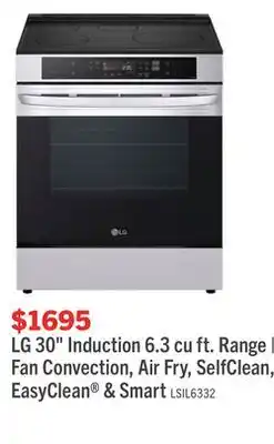The Brick LG 30 6.3 Cu. Ft. Induction Range with Air Fry - PrintProof Stainless Steel - LSIL6332XE offer