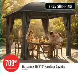 The Brick Outsunny 10' x 10' Hardtop Gazebo with UV60+ Polycarbonate Roof & Curtains offer
