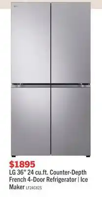 The Brick LG 36 23.6 Cu. Ft French 4-Door Counter-Depth Refrigerator with Ice Maker - LF24C8200S offer