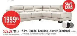 The Brick Citadel 2-Piece Right-Facing Top-Grain Genuine Leather Sectional with Wood Legs - Frost White offer