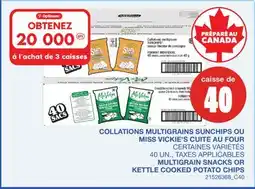 Wholesale Club COLLATIONS MULTIGRAINS SUNCHIPS OU MISS VICKIE'S CUITE AU FOUR, 40 UN offer