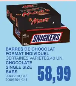 Wholesale Club BARRES DE CHOCOLAT FORMAT INDIVIDUEL CERTAINES VARIÉTÉS, 48 UN offer