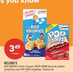 Pharmaprix KELLOGG'S RICE KRISPIES Squares, NUTRI-GRAIN Cereal Bars or POP-TARTS Pastries (8) offer