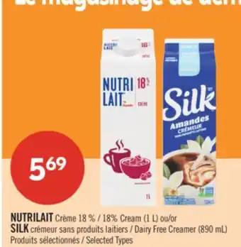 Pharmaprix NUTRILAIT 18% Cream (1 L) or SILK Dairy Free Creamer (890 mL) offer