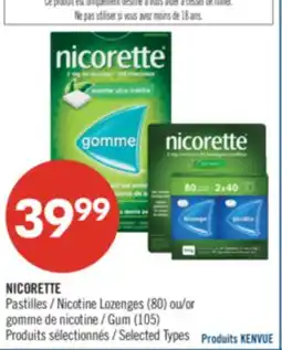 Pharmaprix NICORETTE Nicotine Lozenges (80) or Gum (105) offer