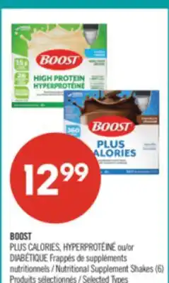 Pharmaprix BOOST PLUS CALORIES, or DIABÉTIQUE Nutritional Supplement Shakes (6) offer