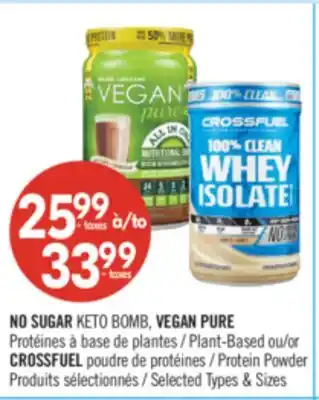 Pharmaprix NO SUGAR KETO BOMB, VEGAN PURE Plant-Based or CROSSFUEL Protein Powder offer