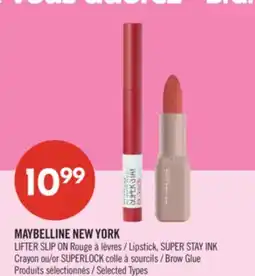 Pharmaprix MAYBELLINE NEW YORK LIFTER SLIP ON Lipstick, SUPER STAY INK Crayon or SUPERLOCK Brow Glue offer