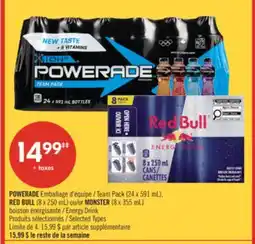 Pharmaprix POWERADE Team Pack (24 x 591 mL), RED BULL (8 x 250 mL) or MONSTER (8 x 355 mL) Energy Drink offer