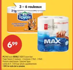 Pharmaprix PC MAX or ROYALE TIGER Paper Towels offer