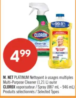 Pharmaprix M. NET PLATINUM multiples Multi-Purpose Cleaner (1,21 L) or CLOROX Spray (887 mL - 946 mL) offer