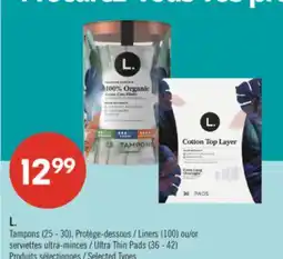 Pharmaprix L. Tampons (25 - 30),Liners (100) or Ultra Thin Pads (36 - 42) offer