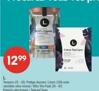 Pharmaprix L. Tampons (25 - 30),Liners (100) or Ultra Thin Pads (36 - 42) offer
