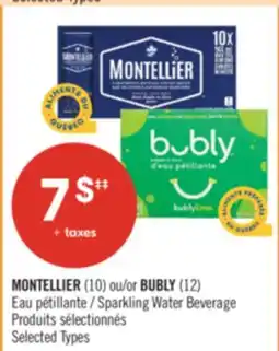 Pharmaprix MONTELLIER (10) or BUBLY (12) Sparkling Water Beverage offer