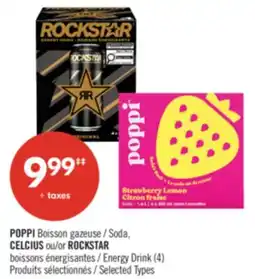 Pharmaprix POPPI Soda, CELCIUS or ROCKSTAR Energy Drink offer