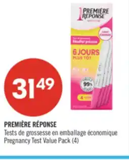 Pharmaprix PREMIÈRE RÉPONSE Pregnancy Test Value Pack offer