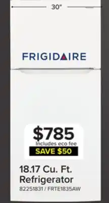 Leon's Frigidaire 29.5 18.17 Cu. Ft. White Top-Freezer Refrigerator - FRTE1835AW offer